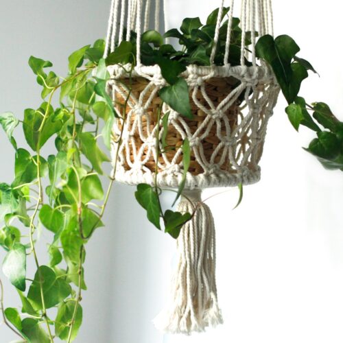 Macramé para vaso de planta - duplo