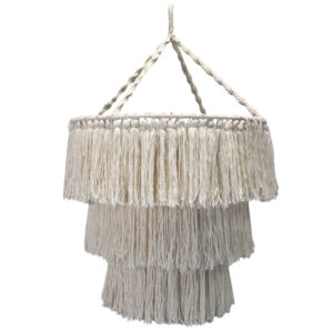 Candeeiro de teto de macramé preto ou branco – 80 x 50 cm