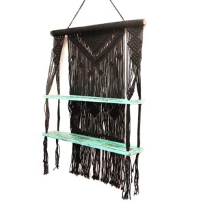 Prateleiras suspensas em macramé – 72 x 150 x 13 cm