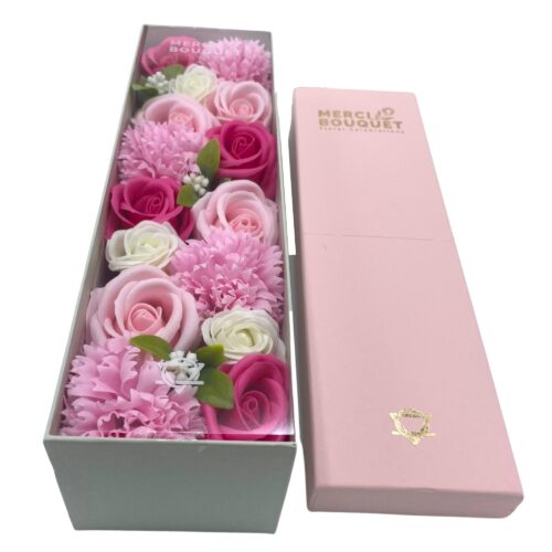 Caixa com flores longa - Bênção para Bebés - Rosa