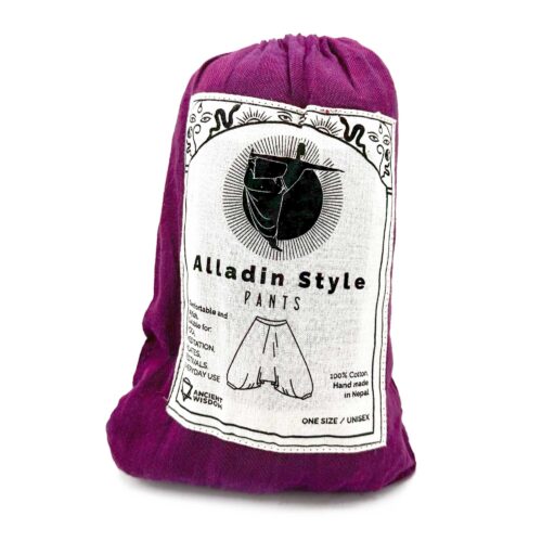 calças para yoga aladino com estampado roxo